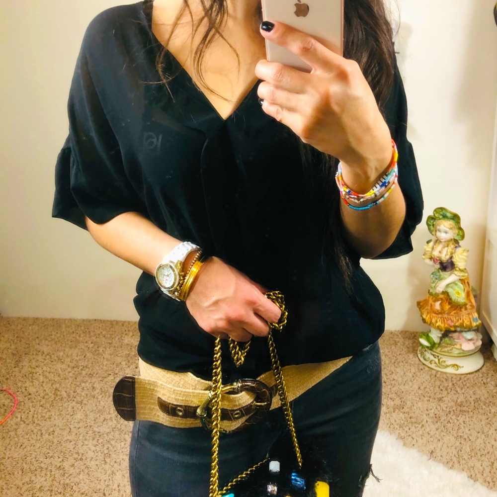 Poem Sheer Black Top M/L